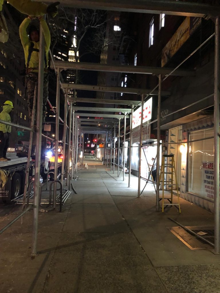 Pipe scaffolding in Bronx